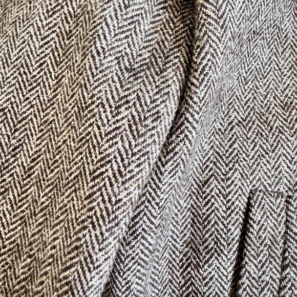 Massimo Dutti Wool Peacoat Trench Herringbone Sparkle Brown 13Y 14Y Sz 14-16 - Picture 9 of 15